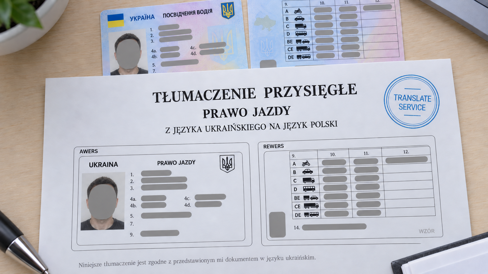 Присяжный перевод украинского водительского удостоверения на польский язык — Translate Service