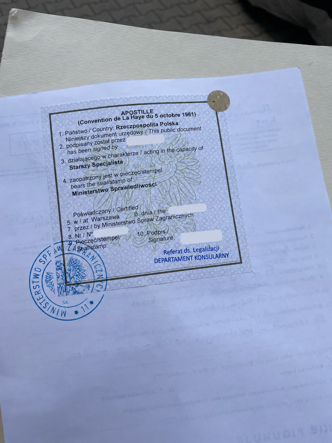 Apostille na zanonimizowanym dokumencie notarialnym
