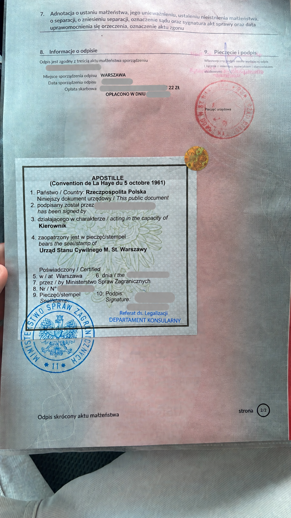 Apostille na zanonimizowanym dokumencie stanu cywilnego