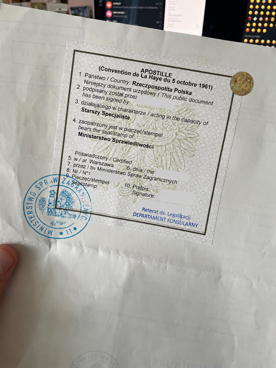 Apostille na zanonimizowanym zaświadczeniu o niekaralności