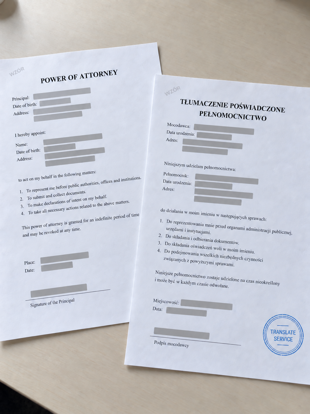 English-language power of attorney and Polish translation — Translate Service